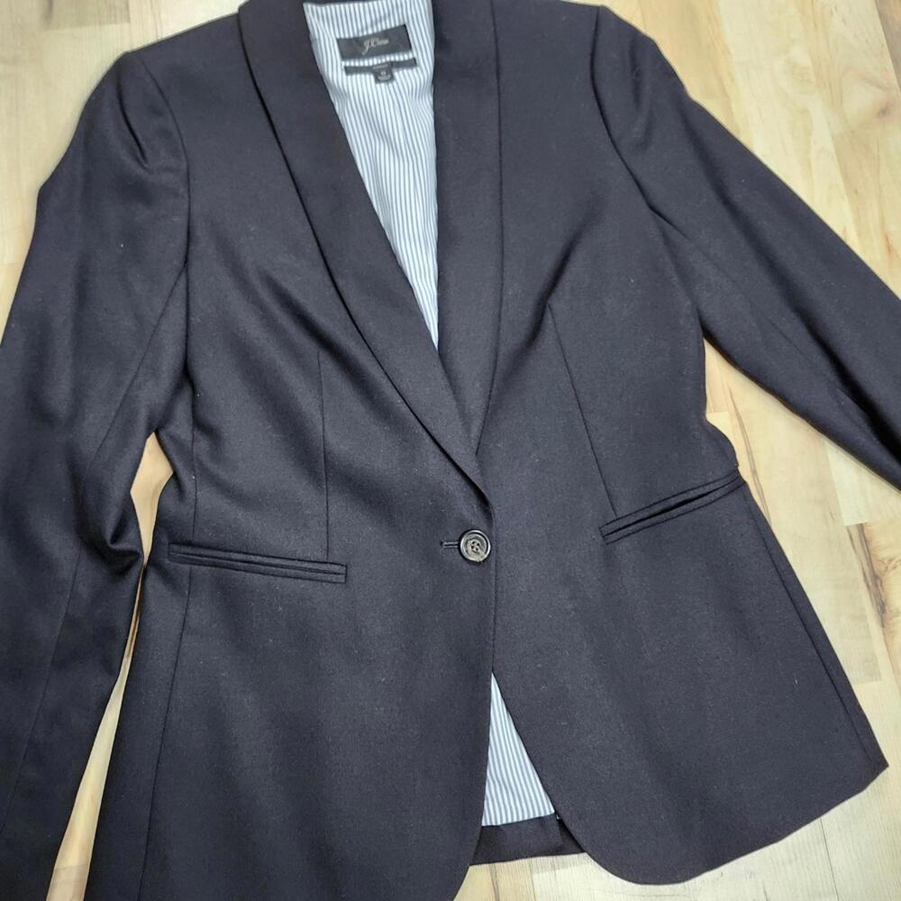 J.‎ Crew Parke Blazer Wool Blend One Button Black Classic Fitted Jacket